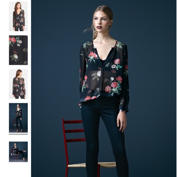 Joie Maurelle Floral Print Silk Blouse Long Sleeve - Picture 14 of 16